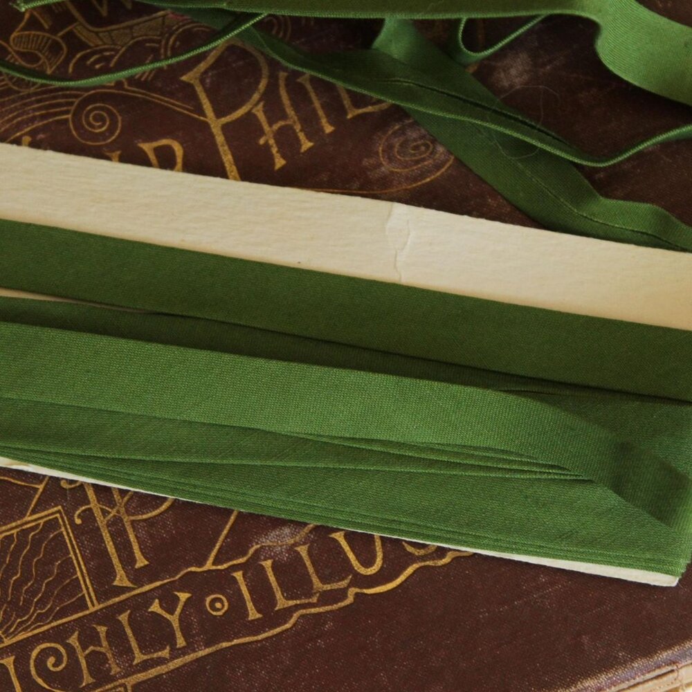 Vintage Green Seam Binding Trim: 1/2" Wide Scroll, 5 Yards - Picture 4 of 10